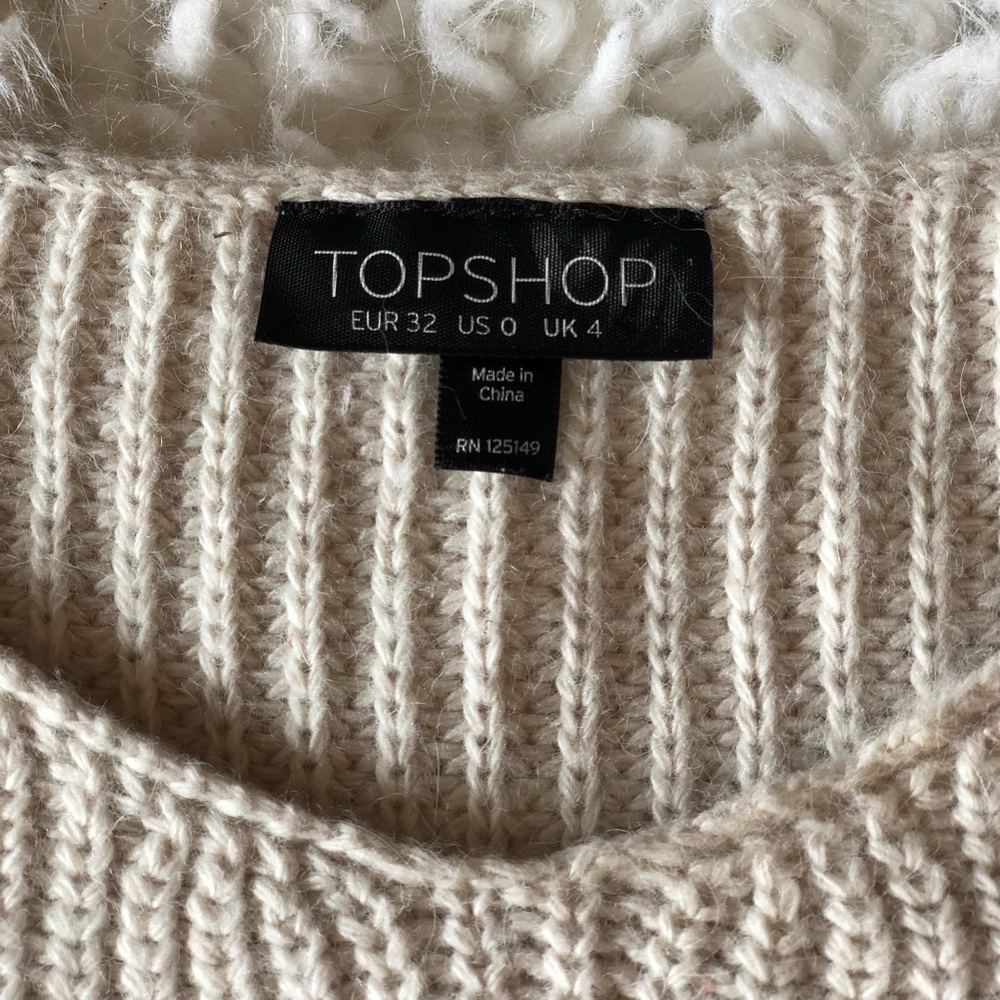 TopShop Natural Knitted Boxy Rib Jumper - Picture 4 of 8